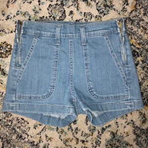 high rise levi denim shorts